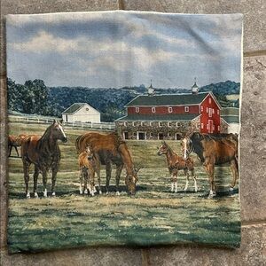 Farmhouse Horse Print Pillow Cover